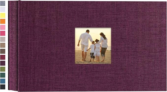 potricher Photo Album 4x6 Pictures, 100 Pockets, Linen Cover, Purple | Linen Cover, Front Window, Large Capacity 4x6 Picture Albums, Photo Book for Family, Wedding, Anniversary, Baby, Keepsake by potricher