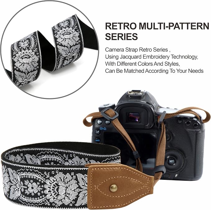 Padwa Lifestyle 2" Wide Classic Crazy Horse Art Cowhide Head Cotton Camera Straps for Photographers - Image 5
