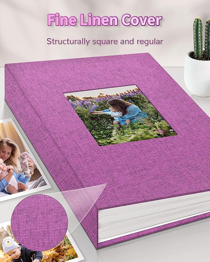 Artfeel Photo Album 4x6 with 300 Pockets,Slip-in Picture Albums,Linen Cover Memory Book with Front Window,White Page Vertical Photo Book for Wedding,Family,Anniversare,Baby,Vacation - Image 6