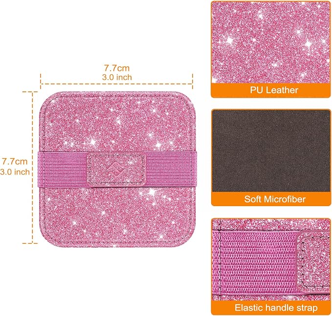 Fintie Screen Cleaning Pad, [4 Pack] Soft Cloth Car Phone Screen Cleaner | Microfiber Wipe Cleaning with Elastic Strap for iPad, iPhone, MacBook, Tablets, Laptop, Monitor (Glitter Pink/Black) - Image 5