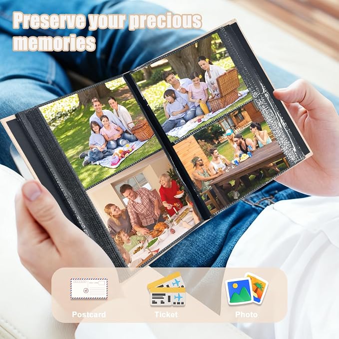 Photo Album 4x6 200 Pockets for Wedding Gifts,Linen Hardcover Picture Albums for Family Anniversary Baby Vacation Pictures - Image 4