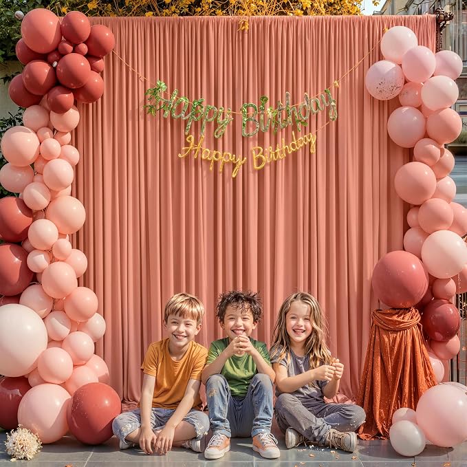 10x10 Rust Backdrop Curtain for Parties Wedding Wrinkle Free Red Photo Curtains Backdrop Drapes Fabric Decoration for Birthday Party Baby Shower Christmas 5ft x 10ft,2 Panels - Image 2