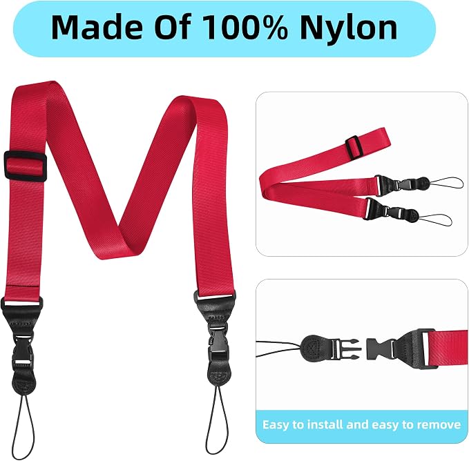 3 Pack Adjustable Shoulder Strap, iPad Strap Nylon Neck Lanyard (Red) - Image 7