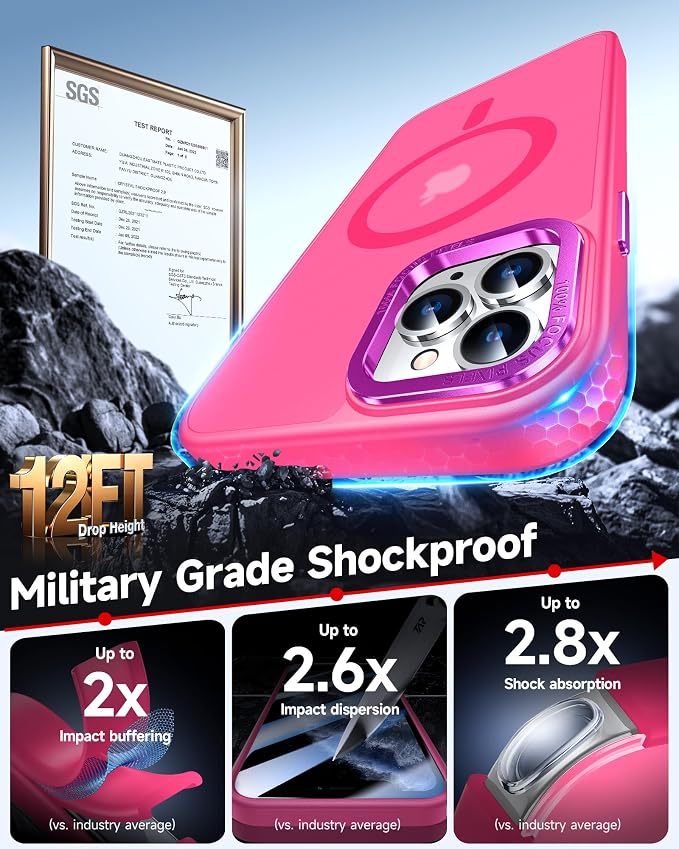 LeYi for iPhone-11-Pro-Max Cases Pink with Screen Protector X2 + Camera Cover X2[ MagSafe Compatible] Magnetic Military Grade Protective Slim Phone Case for iPhone 11promax i Phone 11pro max,Hot Pink - Image 4