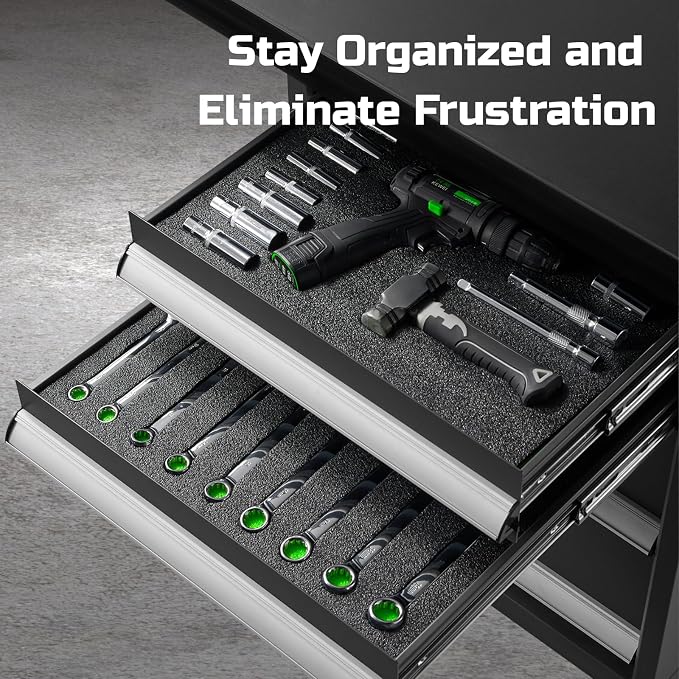 ONREVA Tool Box Foam Organizer 48x24x1 inch 1PC, Kaizen Sheets for Pro Tool Control, Custom Tool Shadow Inserts for Cases & Drawers, High Density Polyethylene Foam, Black with Green - Image 6
