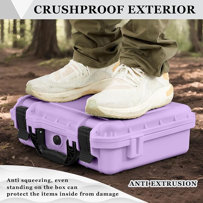 Relaxweex 1 Pcs Waterproof Hard Case with DIY Customizable Foam Insert Portable Protective Case with Knife for Camera Drones Equipments Tools Test Instruments(Purple,16.3 x 12.4 x 6.5 Inch) - Image 6