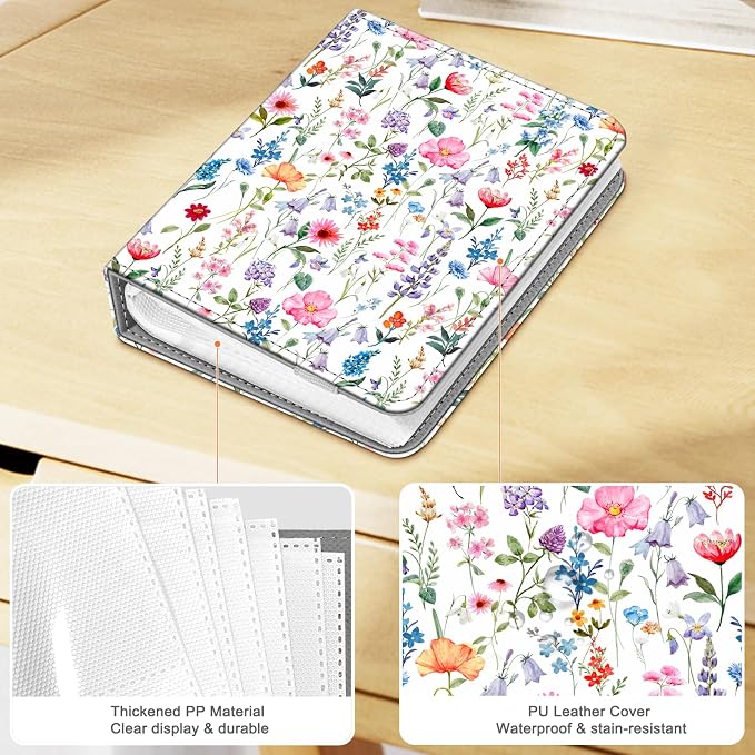 Fintie Mini Photos Album Book for 2x3 Inch Films - 104 Pockets Small Albums | For Fujifilm Instax Mini 13/12/11/99/40/Evo/Se/7+/Liplay Instant Camera, Photos Keepsakes, Kids Memory Book, Flower Fantasy - Image 8