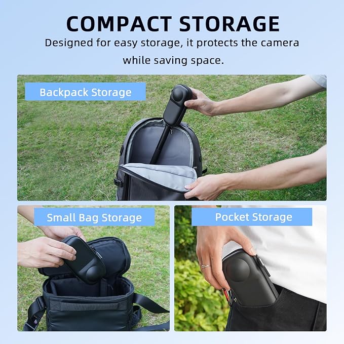 BRDRC Portable Small Case for Insta360 X5 X4 (for Cage and Lens Cap), Carrying Storage Bag Protective Cover Hard Shell Travel Protector with Wrist Strap Carabiner for Insta 360 X5 X4 Accessories - Image 6