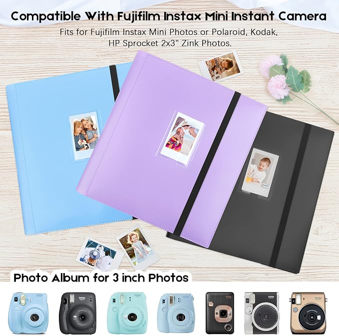 Veicevol 560-Pockets Album for Instax Mini & Polaroid 2x3 in Photos, Purple | Designed for Fujifilm Instax Mini and Polaroid 2x3 Photos, Holds Up to 560 Pictures for Secure Storage and Easy Viewing - Image 4