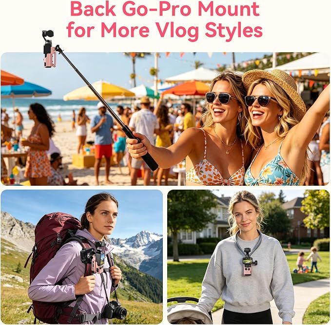 AMAZEAR Magnetic Mount Stand Compatible with DJI Osmo Pocket 4P/4/3/Xtra Muse, Pocket4 Accessories Adapter Clamp Magnet Suction Case Holder on Desktop/Vertical Surface, 180° Adjust Handle, Lightpink - Image 5
