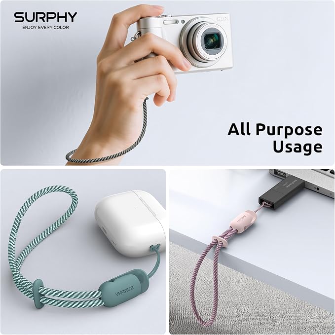 SURPHY 3 Pack Phone Wrist Strap, Phone Lanyard with Cellphone Tether Tab | Phone Strap Charm, Camera Wrist Strap with 2-Color Braided, Phone Wristlet, Wrist Lanyard for Case - Image 5