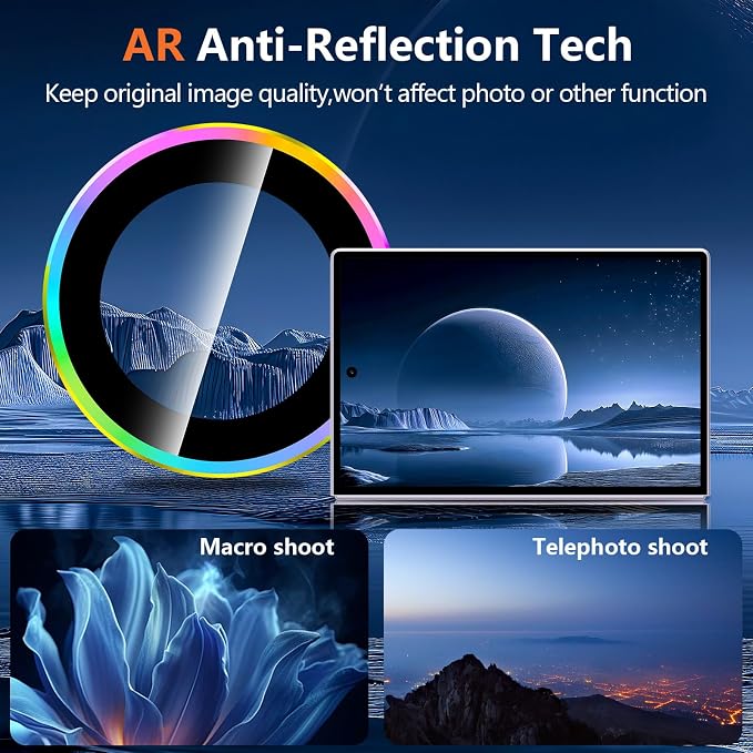 for Samsung Galaxy Z Fold 8 Camera Lens Protector, Individual Metal Ring Tempered Glass Lens Cover, [Strong Adsorption] Scratch Resistant Ultra-Thin HD Clear Lens Cover,1 Set-ColorfulRing - Image 3