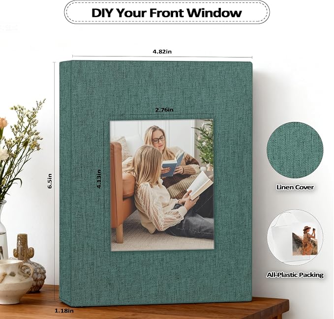Popotop 2 Pack Photo Album 4x6 Pictures, Small Linen Slip-in Photo Albums Book for 80 Photos with 40 Pockets, Birthday Gifts for Women Mom Family Baby - Image 4