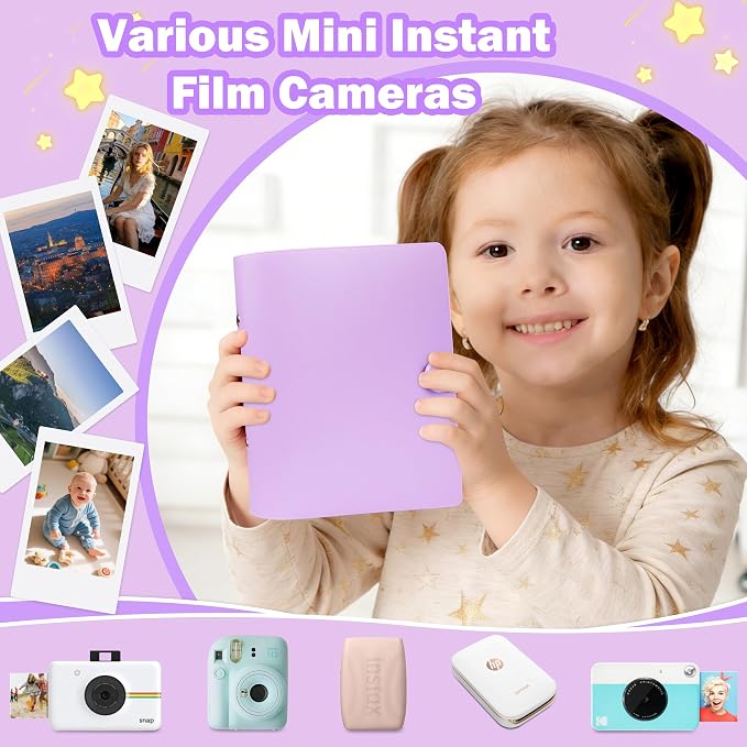 Ruibytree 320 Pockets Album for Instax Mini & Polaroid 2x3" Pictures Purple | Gift-Ready Packaging, PU Leather Cover, Acid-Free Pages, Side-Loading Clear Pockets, Durable Binding, Easy Photo Viewing - Image 5