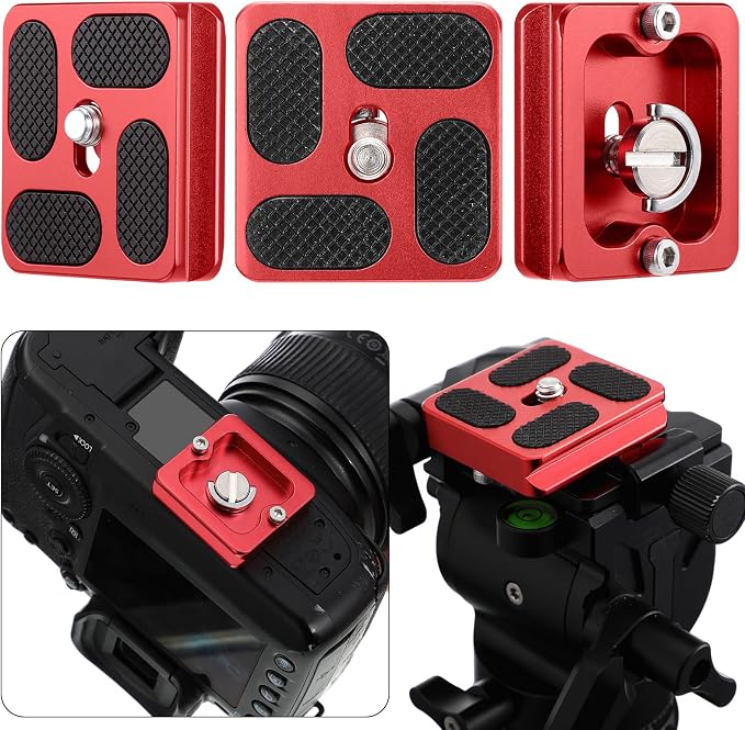 Frienda Quick Release Plate Tripod 1/4-20 DSLR,Pu40,Red | Tripod Mount Plate, Camera Tripod Mount for DSLR Camera Tripod Ball Head , Metal, 1.9 x 1.5 x 0.4 Inch - Image 5
