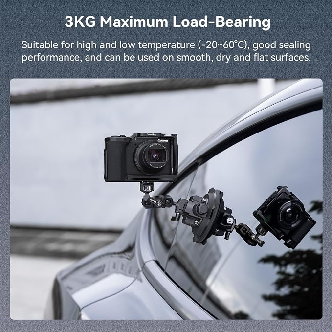 SMALLRIG 4" Camera Suction Mount with Ball Head Magic Arm, Car Mount for Lightweight Camera/Action Camera/Phone, Air Pump Vacuum Suction Cup, Max Load 3kg/6.6 Pound - 4236 - Image 4