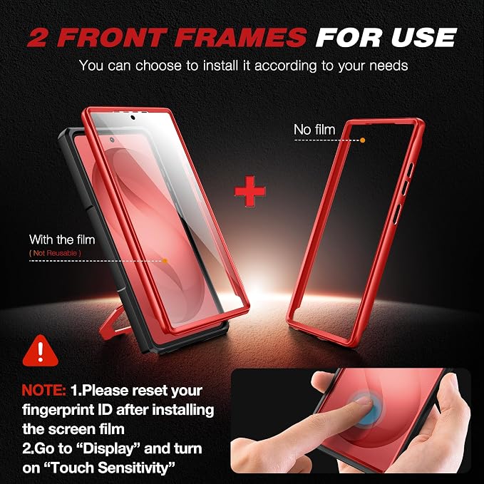 TONGATE Magnetic Stand for Samsung Galaxy S26 Ultra Case, Compatible with Magsafe, [Camera Cover & 2 Front Frames][Military Drop Protection] S26 Ultra Case Built-in Screen Protector & Belt Clip, Red - Image 5