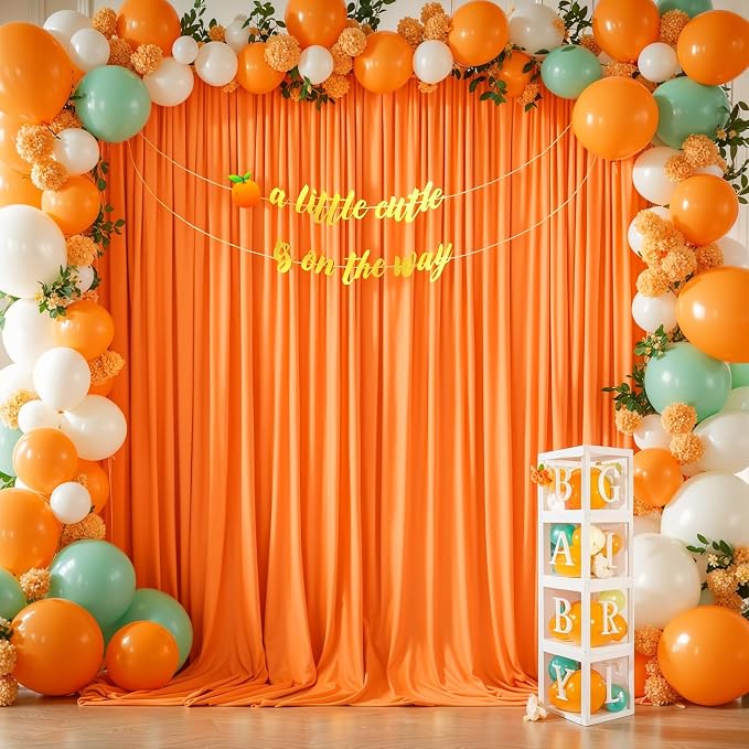 Orange Backdrop Curtain 10 Panels-Wrinkle-Free Curtains Polyester Photography Drapes for Baby Shower Birthday Party Photo Background Backdrop Stand- 40 X10FT (Orange) - Image 6