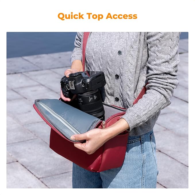 K&F CONCEPT Camera Sling Bag Small Crossbody Bag | For DSLR/SLR Camera, Cute & Compact, Shoulder Photography Bags, Compatible for Canon/Nikon/Sony, BS09 - Image 2