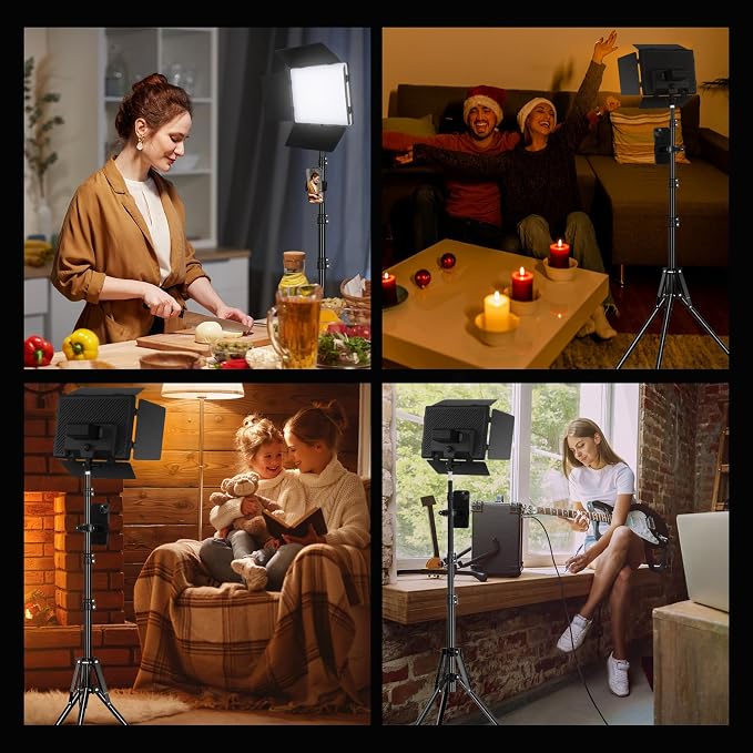 2Pack LED Video Light Kit with Barn Door 12.6" Bi-Color 2400Lux 2500-6500K | 280 LED Beads CRI 96+ Dimmable Photography Light Kit for Video Recording, Filmmaking, YouTube, Studio and Live Stream - Image 7