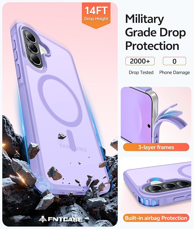 FNTCASE for Galaxy A37/A36 5G Phone Case, Fit for Magsafe, Screen Protector | Translucent Matte Magnetic Back, 14FT Military Grade Drop Protection, Shockproof Protective, for Samsung A37 Cover - Image 5
