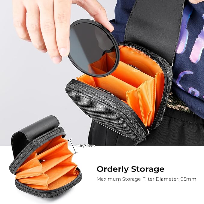 K&F CONCEPT 4 in 1 Basic Model Lens Filter Pouch Up to 95mm | Solar Filter Pouch Case, Camera Lens Filter Storage Wallet, For ND UV CPL Filter, Waterproof Filter Case, BF07 - Image 3