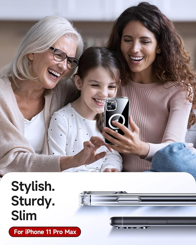 LeYi for iPhone-11-Pro-Max Case Clear: Screen Protector X2 + Camera Cover X2[ MagSafe Compatible] Funda para i Phone 11pro promax Magnetic Protective Slim Case for iPhone 11promax, Transparent - Image 6