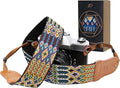 Padwa Lifestyle Colorful Camera Strap - 2" Wide Double Layer Cowhide Head Cotton Strap,Vintage Jacquard Embroidery Universal Neck & Shoulder Camera Straps for Photographers and All DSLR Cameras by PadwaLifestyleCameraStrap