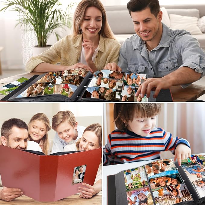 Veicevol Extra Large Photo Album 4x6 Pictures Holds 1000 Photos, Brown | PU Leather Hardcover, Horizontal and Vertical Photos, Removable Black Acid-Free Pages, Family Wedding & Everyday Photos - Image 7
