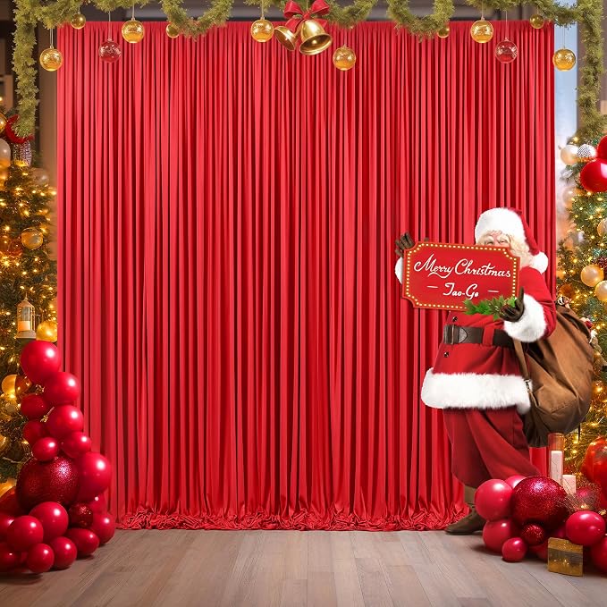 10x12 Red Backdrop Curtains for Wedding Party Wrinkle Free Backdrops Curtain Drapes Fabric Decorations Photo Back Drop Cloth for Baby Shower Photography Stage Reception 5ft x 12ft,2 Panels - Image 3