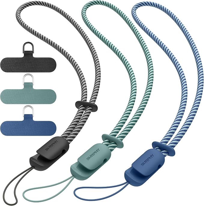 SURPHY 3 Pack Phone Wrist Strap, Phone Lanyard with Cellphone Tether Tab | Phone Strap Charm, Camera Wrist Strap with 2-Color Braided, Phone Wristlet, Wrist Lanyard for Case by SURPHY