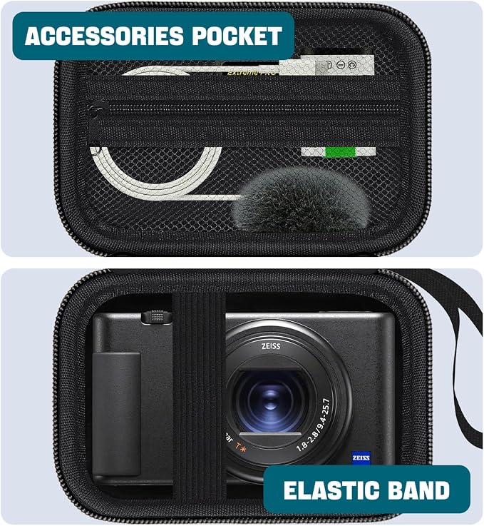 Hard Camera Case for Sony ZV-1/ ZV-1F/ ZV-1 II Digital Vlog Camera, Black | Protective Carrying Bag, Shockproof EVA Shell, Accessory Storage Zip Pocket, Compact Portable, Travel & Photography Use - Image 7