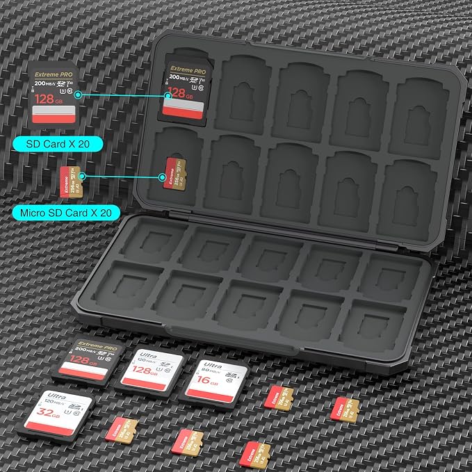 SD Card Holder with 40 Card Slots for SDXC Micro SD Cards | Hard ABS Shell & Soft Silicone,Dedicated Card Slots,Magnetic Closure,Portable Memory Card Holder for Daily Travel - Image 2