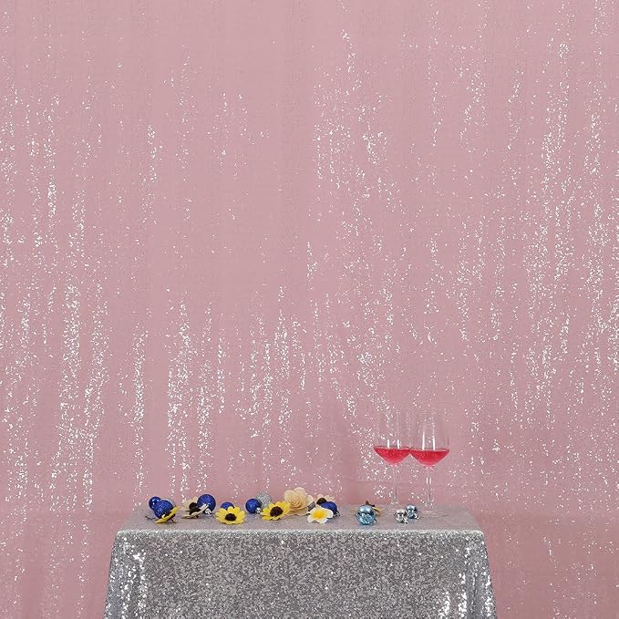 Poise3EHome Pink Sequin Backdrop, 10Ft x 10Ft Glitter Photography Background Curtains for Party Baby Shower Wedding Birthday Christmas Thanksgiving Halloween Decoration - Image 4