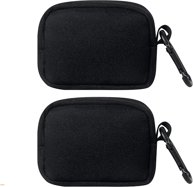 2-Piece Mini Pouch with Carabiner Clip, Unisex Small Organizer Case for Electronics, Makeup, and Accessories (Black) by TUBGIIKS