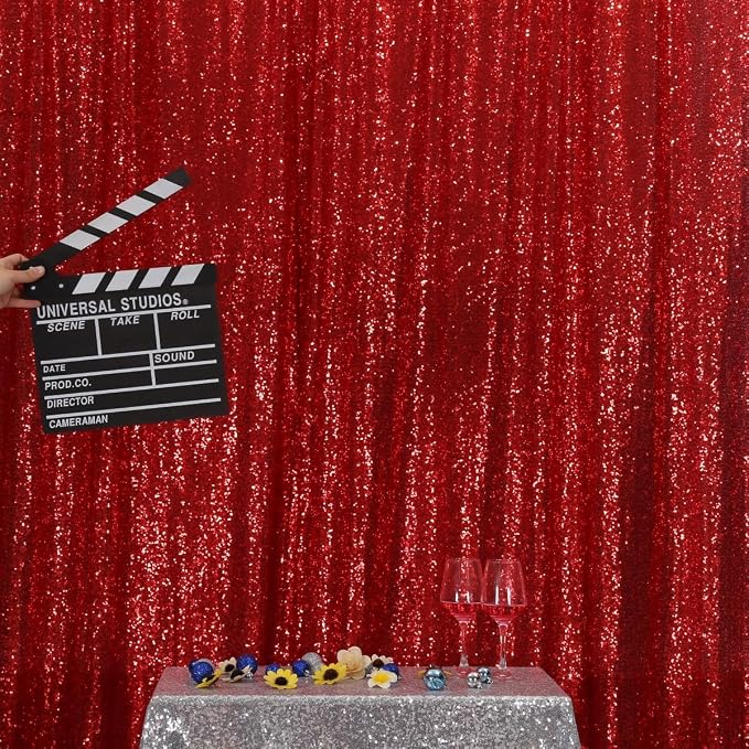 Poise3EHome Red Sequin Backdrop,5FT x 7FT Glitter Photography Background for Party Decoration - Image 4