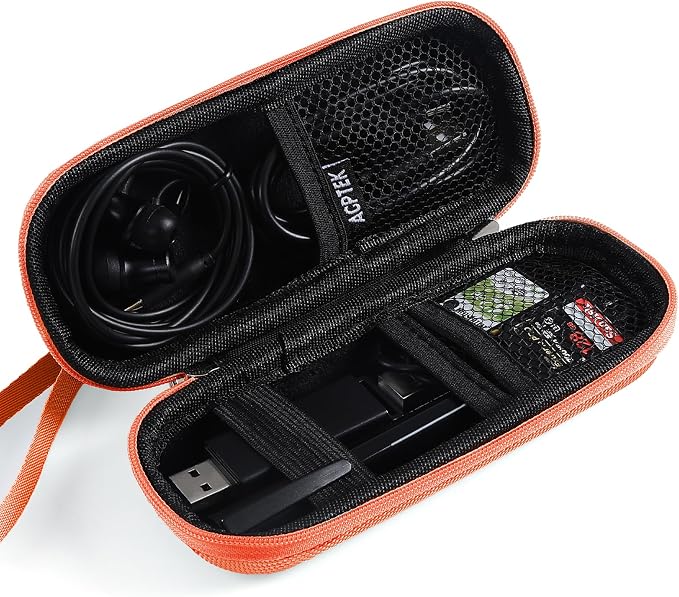 AGPTEK Carrying Case, EVA Zipper Carrying Hard Case Cover for MP3 Players | Storage Holder for Digital Voice Recorders, 3D Printing Pen, USB Cable, Earphones, Memory Cards, U Disk (Orange) - Image 9