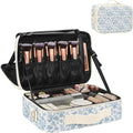 Relavel Makeup Bag Travel Train Case for Women and Girls, Cute Cosmetic Storage Organizer Box Portable Shoulder Bag with Adjustable Dividers and Makeup Brush Comparment, Floral Print by Relavel