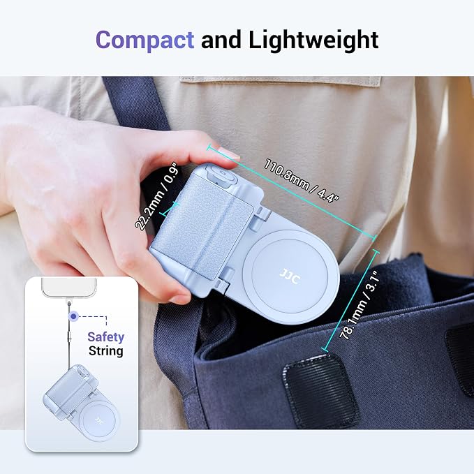 JJC Magnetic Phone Camera Grip Handle with Remote for MagSafe iPhone, Blue | Camera Handle Bluetooth Bracket for iPhone Air 17 16 15 14 13 12 Pro Max MagSafe Case, Ideal for Photography/Video/Vlogging - Image 8