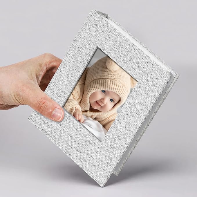 Vienrose Small Photo Album 4x6 Slip-in Picture Album 50 Pages Holds 100 Photos, Portable Photo Book 4x6 for Wedding Family Baby Travel Grey | Portable Design Photo Book, Memory Book, Wedding Family Baby Travel, Easy To Carry by Vienrose