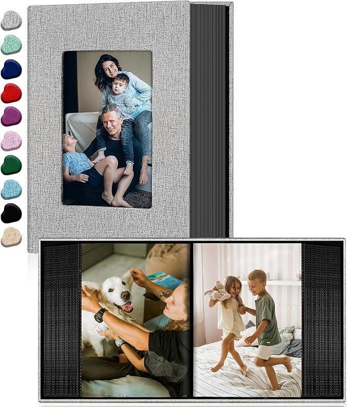 Ejblfe Photo Album 4x6,Linen Cover Slide-in Photo Album Book Can Holds 100 4x6 Photos with 50 Black Sheets for Family,Wedding,Baby and Holiday Pictures (Gray) by EJBLFEPremiumPhotoAlbums