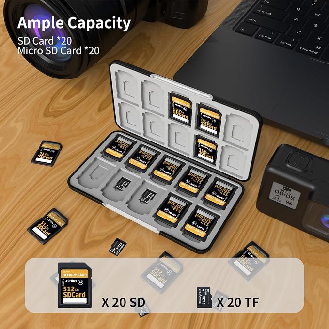 Memory Card Case with 40 Card Slots for SD and Micro SD Cards | Portable SD Card Holder, Hard ABS Shell with Soft Silicone Lining, Precise Card Slots,Magnetic Closure for daily travel - Image 2