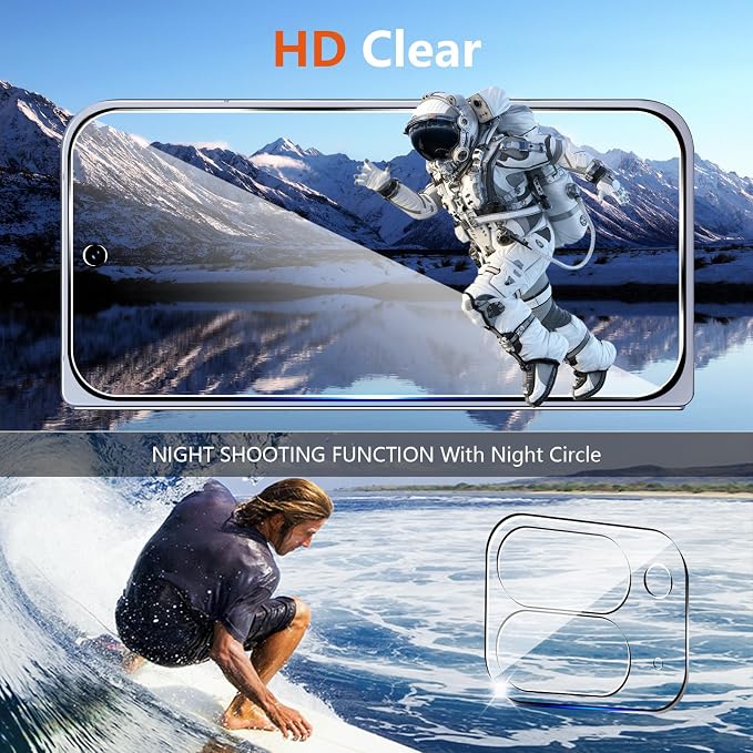 (3+2 Pack) Glass Screen Protector for Google Pixel 10 Pro Fold with Camera Lens Protector,9H Tempered Glass,Fingerprint Unlock,Anti-Scratch,Bubble Free,Case Friendly - Clear - Image 7