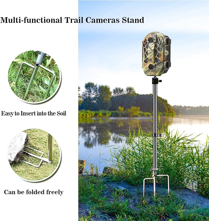 Stedan Trail Camera Stand Mounts, Thick Foldable Stainless Steel Bracket, 360° Adjustable Game Camera Deer Camera Mounts1/4''-20 (6 mm) for Hunting, Fishing (3 Pack) - Image 3