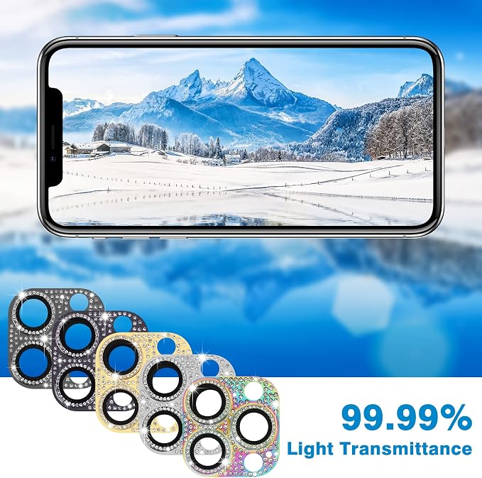 Designed for iPhone 14 Pro and 14 Pro Max Camera Lens Protector, Bling Rhinestone Sparkle Diamond 9H Tempered Glass Lens Cover Shockproof Full Protective Camera Cover, Black - Image 5