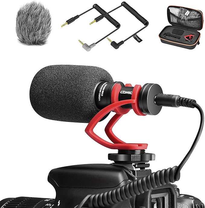 COMICA CVM-VM10II Universal Shotgun Microphone for Camera, iPhone, Android | Noise Cancellation, Cardioid Polar Pickup, Professional Video Mic for YouTube, TikTok, Vlog, Interview, Video Recording by COMICA