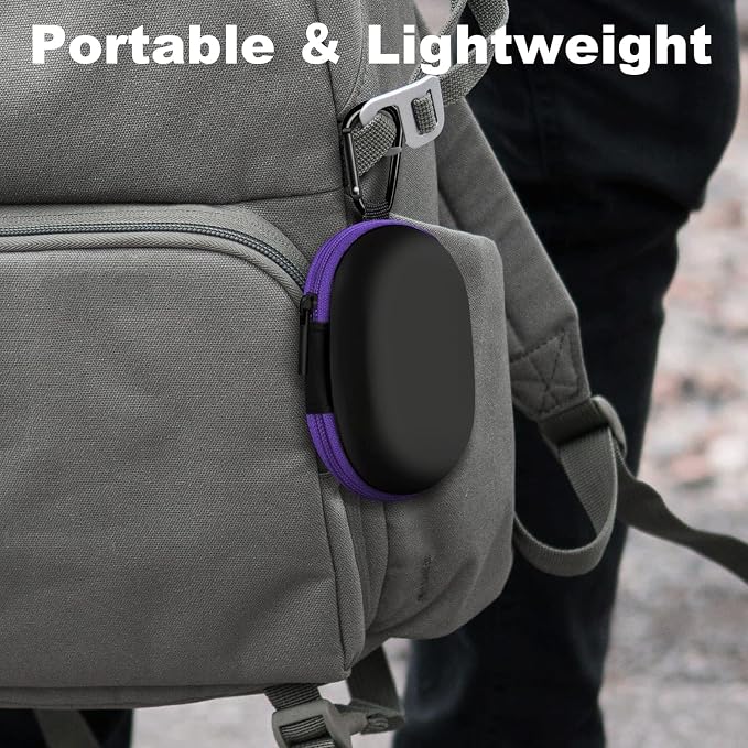 Oval Earbud Case Portable EVA Carrying Case Storage Bag Cell Phone Accessories Organizer with Carabiner for Earphone, Earbud, Earpieces, SD Memory Card, Camera Chips, Purple - Image 8