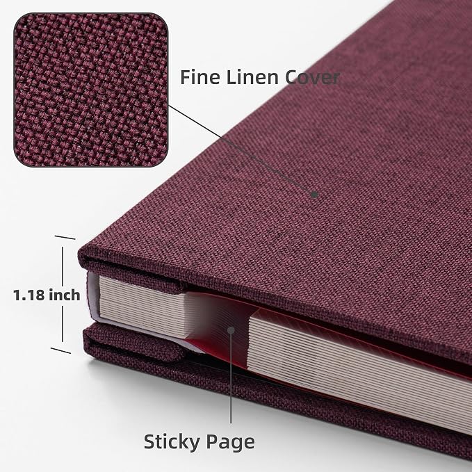 HoneyTolly Large Photo Album Self Adhesive with Picture Display Window, DIY Scrapbook Album for 4x6 8x10 Pictures, 40 Pages Linen Cover Memory Book with Scraper and Metallic Pen(Purple) - Image 6