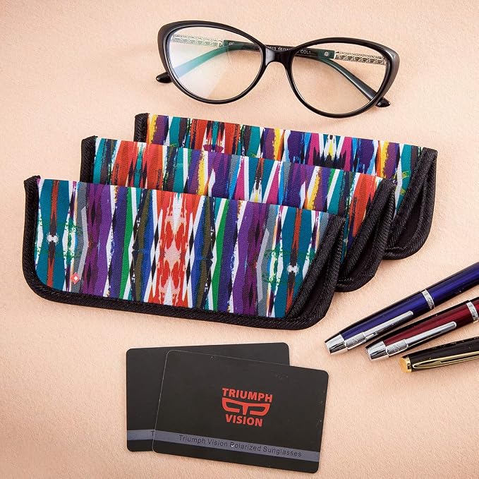 TRIUMPH VISION 3 Pack Reading Glasses Pouch Soft Case Eyeglass Sleeve Slim | Alternative to Bulky Case in bag, Lightweight Lined Padded Protect Optical lens Slip in, Cute Pattern Portable for Daily Use - Image 7