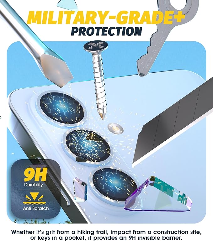Orzero (2 Sets Camera Lens Protector for Samsung Galaxy S26 / S26 Plus, [EZ Install] [Case-Friendly] 9H Tempered Glass CD Pattern Lens Cover, Military-Grade Shockproof, HD Clarity Anti-Glare (Blue) - Image 3